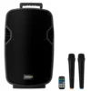 Audibax Denver 12 Caixa de Som Ativa de 12” com Bateria, Rodízios + 2 Microfones Sem Fio de Mão